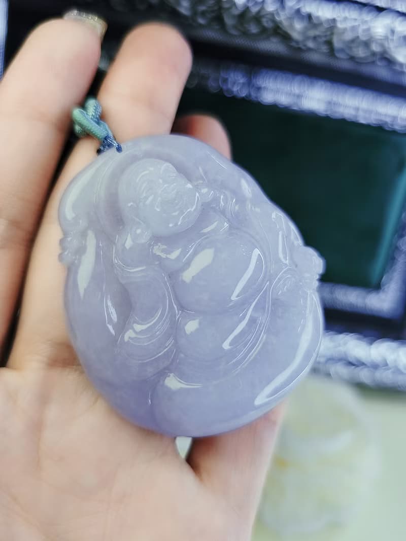 招財 貴人運|紫佛|緬甸A貨翡翠冰紫大佛公54mm吊墜掛件項鍊