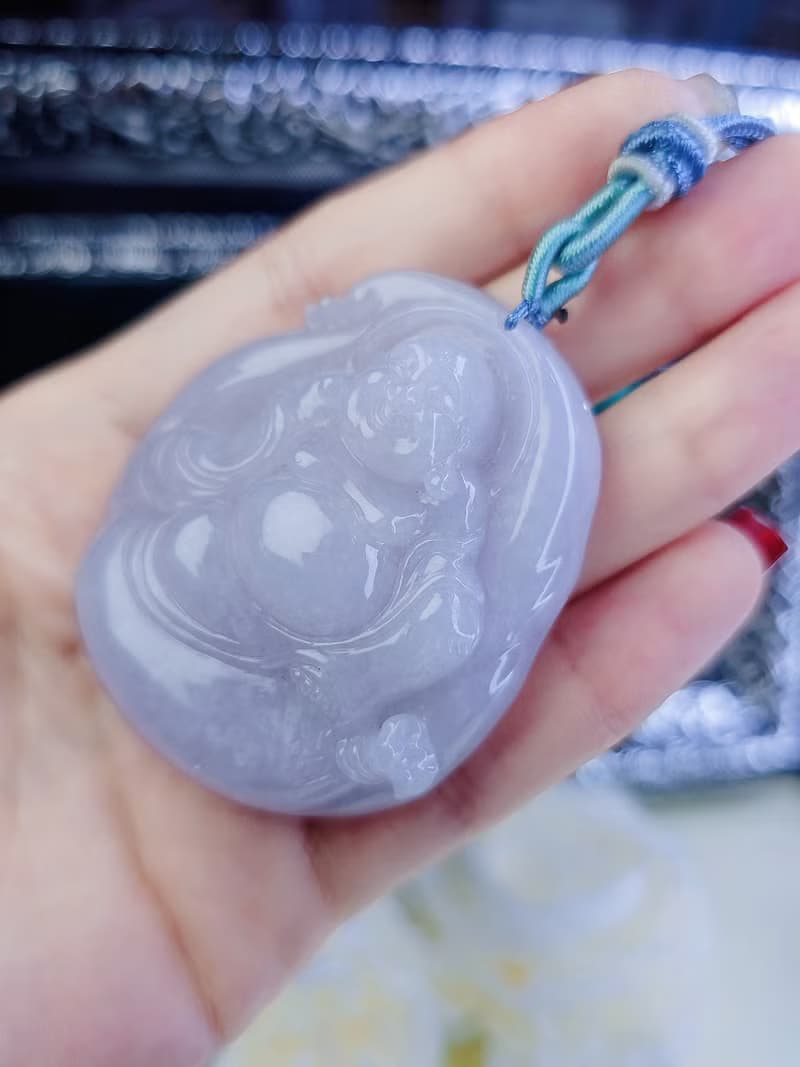 招財 貴人運|紫佛|緬甸A貨翡翠冰紫大佛公54mm吊墜掛件項鍊