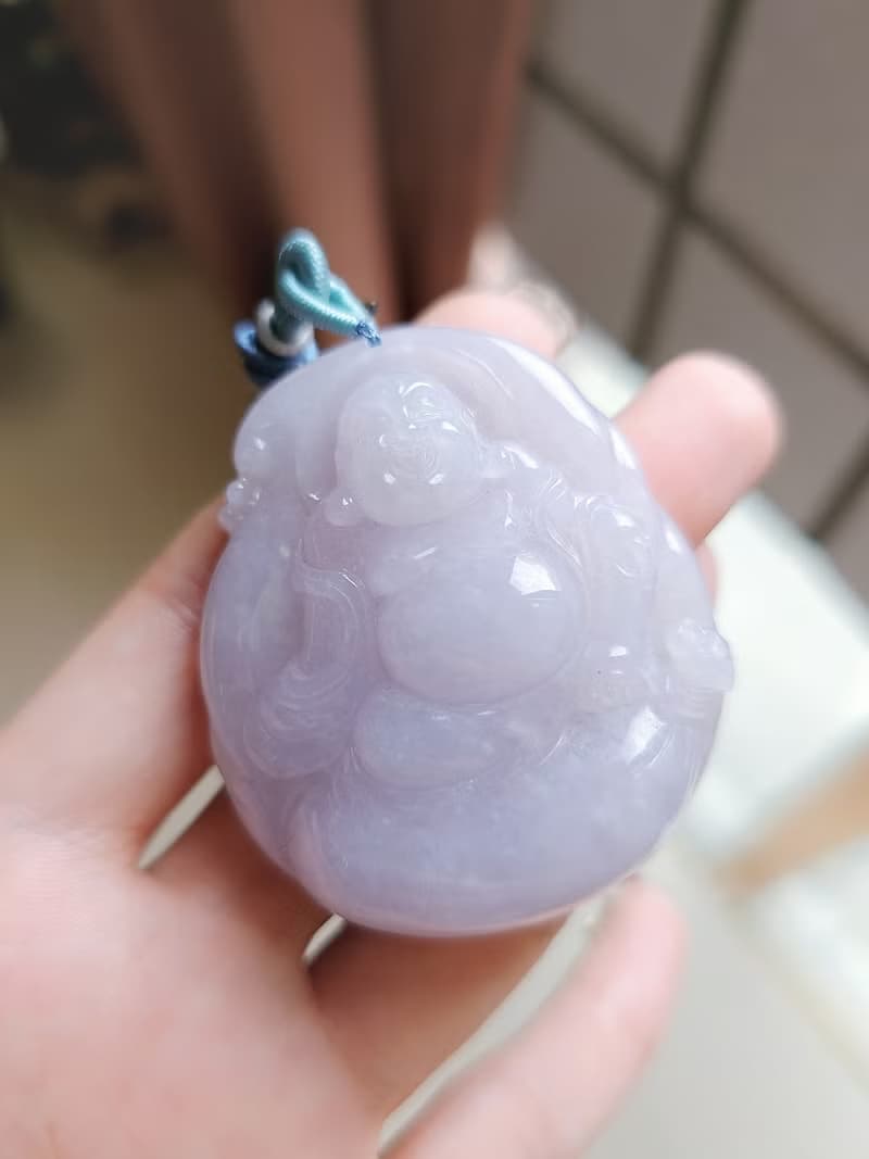 招財 貴人運|紫佛|緬甸A貨翡翠冰紫大佛公54mm吊墜掛件項鍊