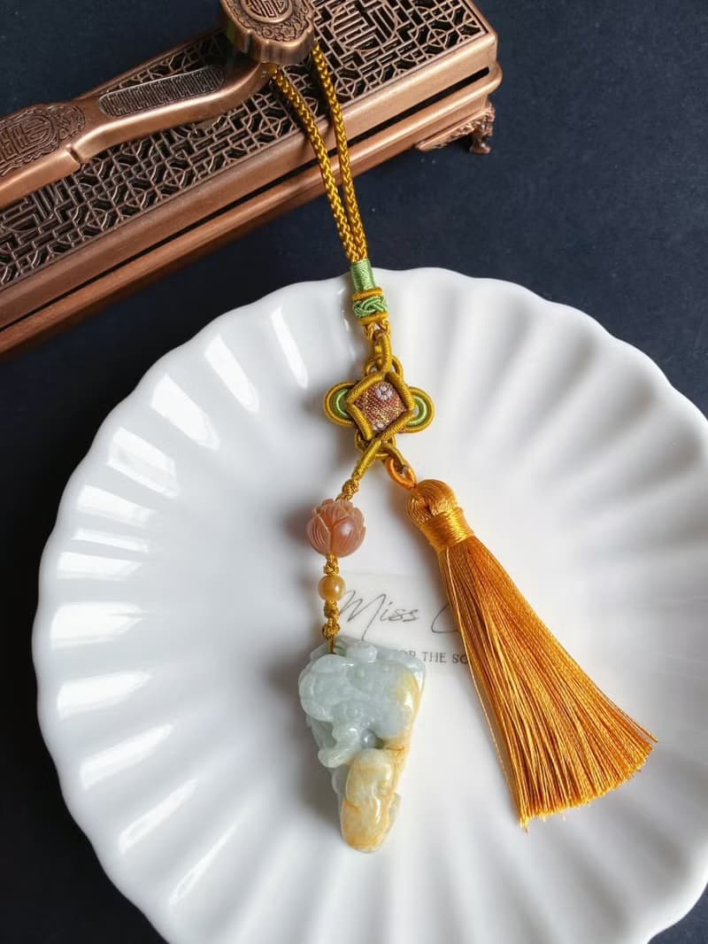 天然緬甸玉 翡翠 翹色巧雕 三腳金蟾 招財進寶 包掛 禮物 掛繩