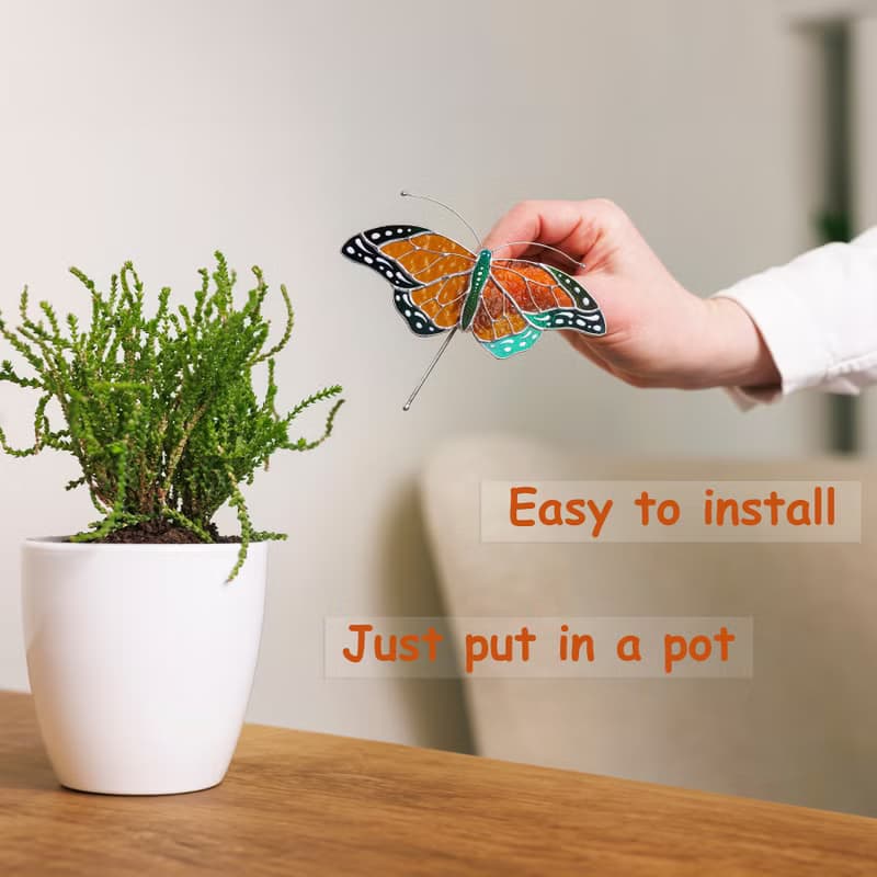 彩繪玻璃蝴蝶君主捕日者盆飾 50 歲生日禮物