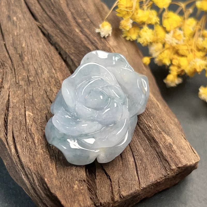 冰飄花翡翠玫瑰花 | 天然緬甸玉A貨翡翠 | 送禮
