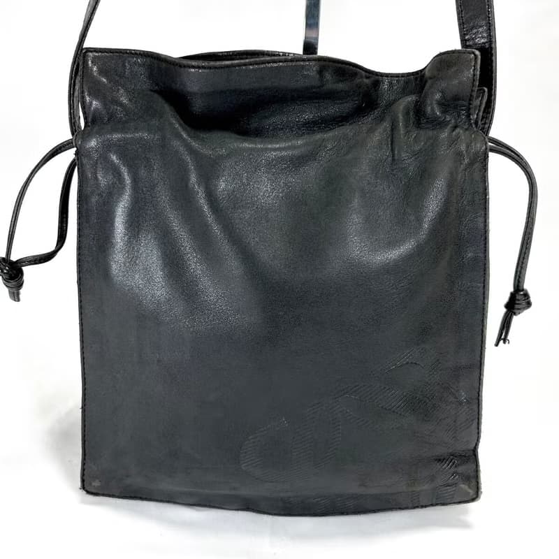 中古二手Loewe黑色皮革水桶包抽繩小包單肩包古董包斜背包手袋