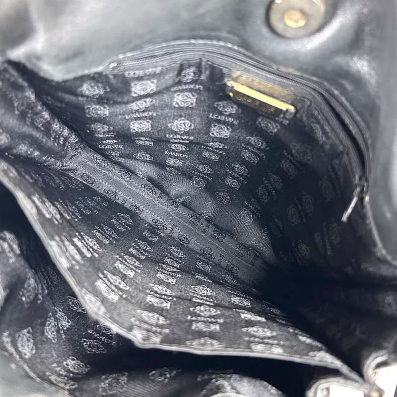 中古二手Loewe黑色皮革水桶包抽繩小包單肩包古董包斜背包手袋