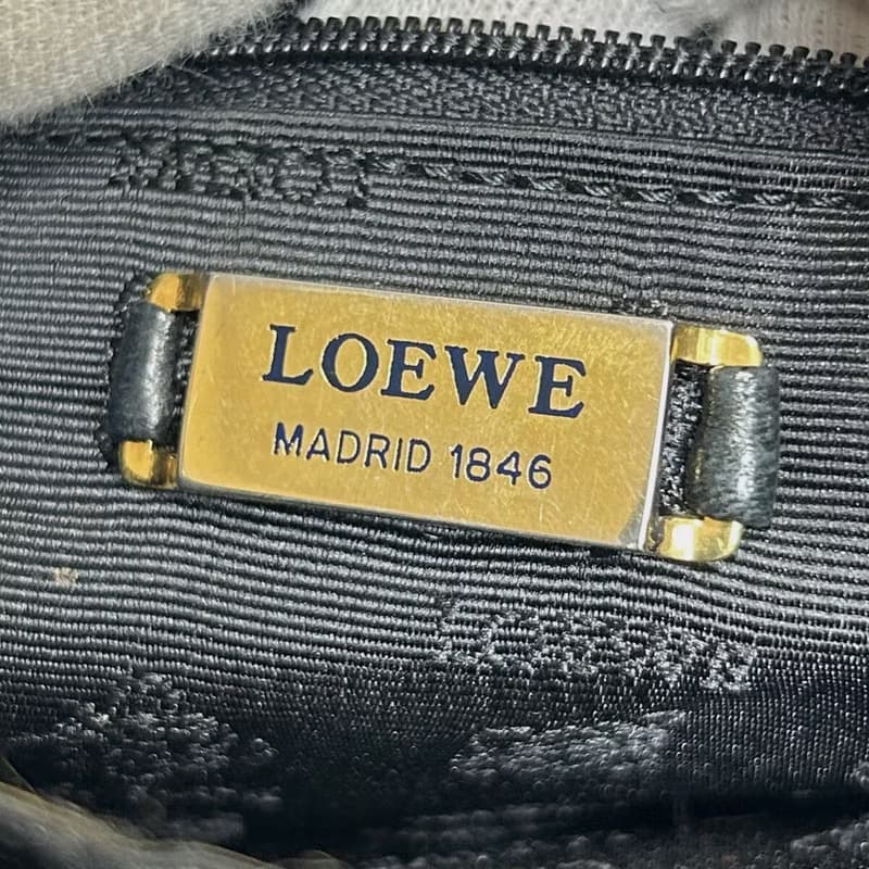 中古二手Loewe黑色皮革水桶包抽繩小包單肩包古董包斜背包手袋