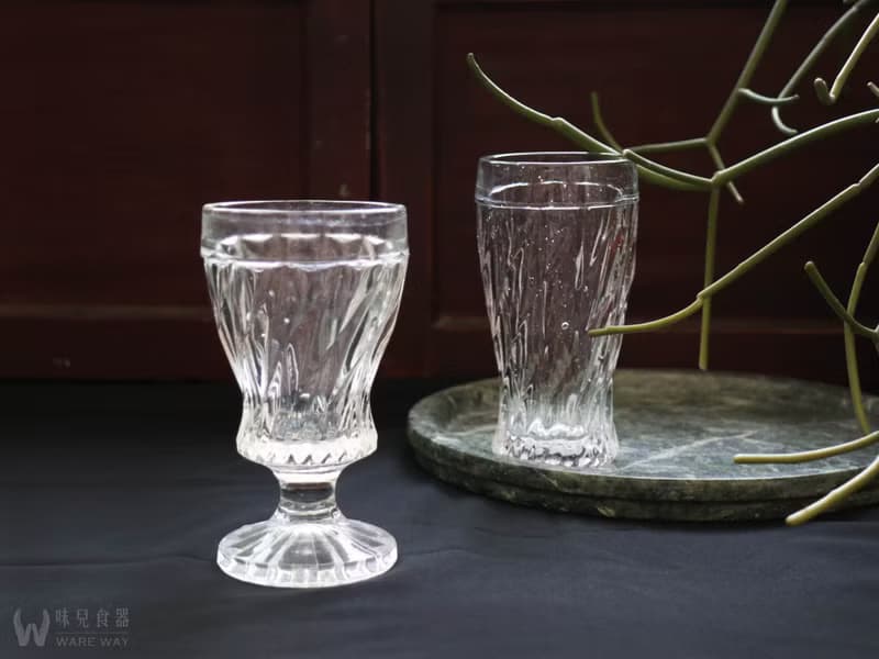 早期冰果室－果汁杯、聖代杯 (餐具/老件/舊物/玻璃/切割/螺旋)