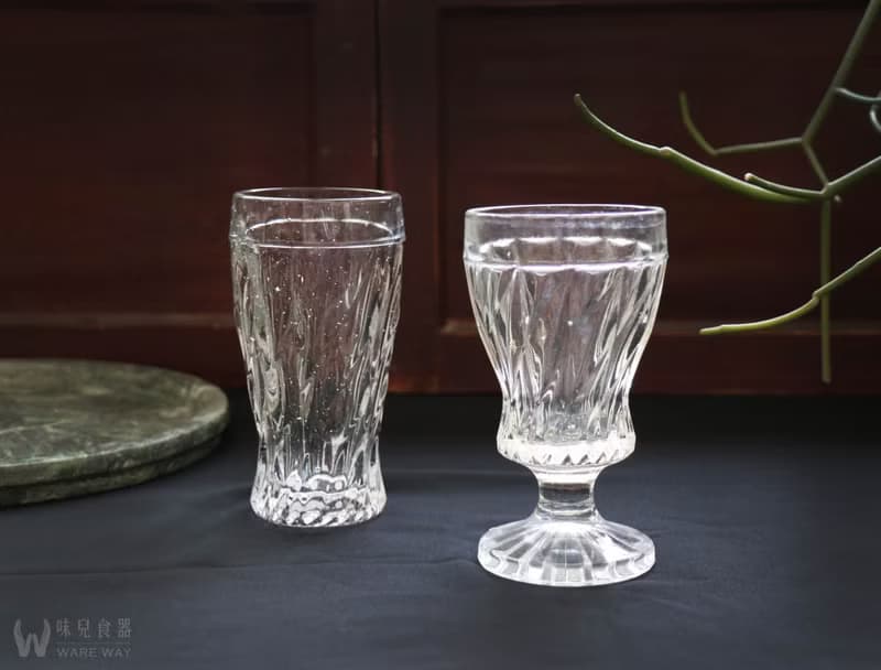 早期冰果室－果汁杯、聖代杯 (餐具/老件/舊物/玻璃/切割/螺旋)