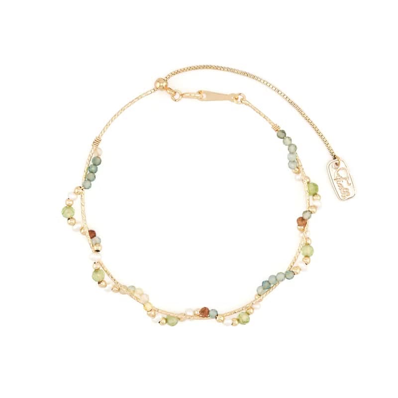 財運 x 橄欖石 黃綠水晶 黃銅鍍18K金【噴泉草 • 愛如呼吸】手鍊