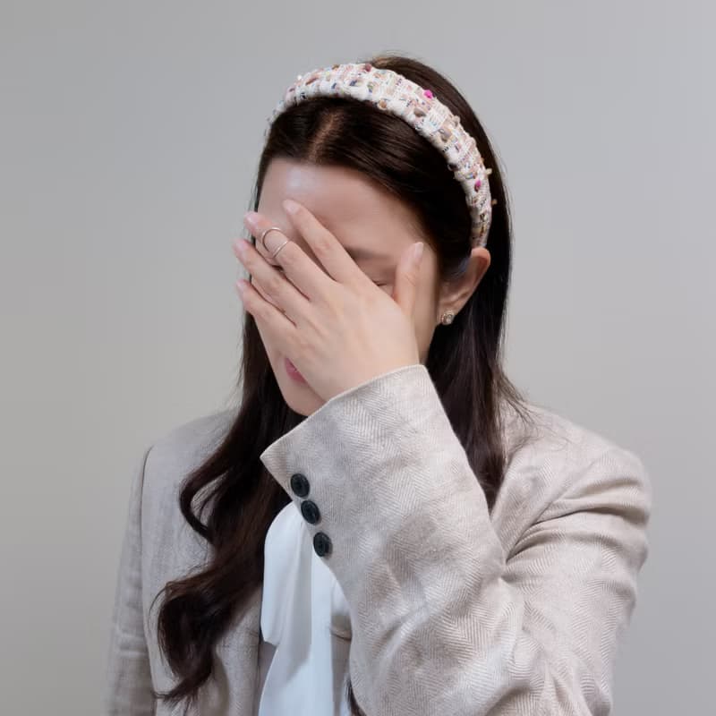 ivory mix tweed hairband handmade headband