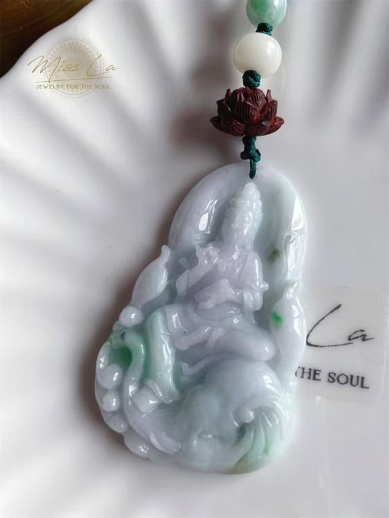 天然緬甸玉翡翠 普賢菩薩 智慧 龍 蛇 守護神 玉牌 禮物 包