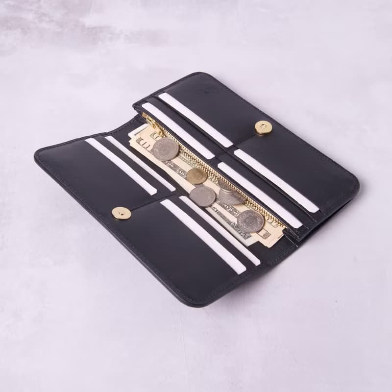 簡約零錢袋長夾 Bifold Long Wallet / 黑色 Black