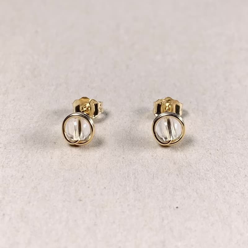 Soli【4月誕生石】白水晶耳釘耳環 / 14KGF / 925純銀 / 天然石