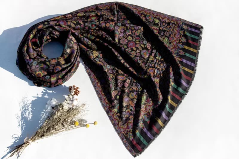 喀什米爾Cashmere/羊絨圍巾/純羊毛圍巾披巾/戒指絨披肩-繽紛花朵