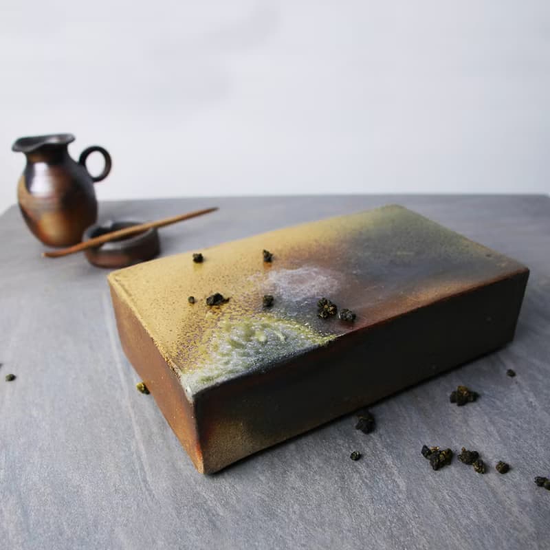 方磚壺承無孔 新彩燒 柴燒陶藝 手作作品 茶盤 | 陳威恩作品