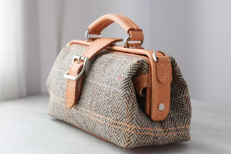 【羊毛拼皮醫生包】Harris Tweed 暖到心坎秋冬女士包包手提包