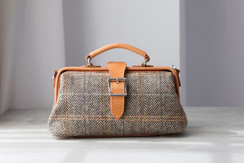 【羊毛拼皮醫生包】Harris Tweed 暖到心坎秋冬女士包包手提包