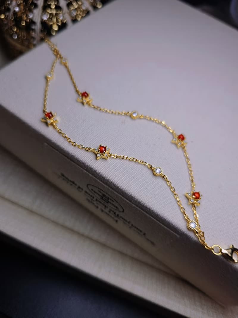 鴻運•姻緣•制太歲|無燒冰玻放光紅|緬甸A貨翡翠純銀多顆星星手