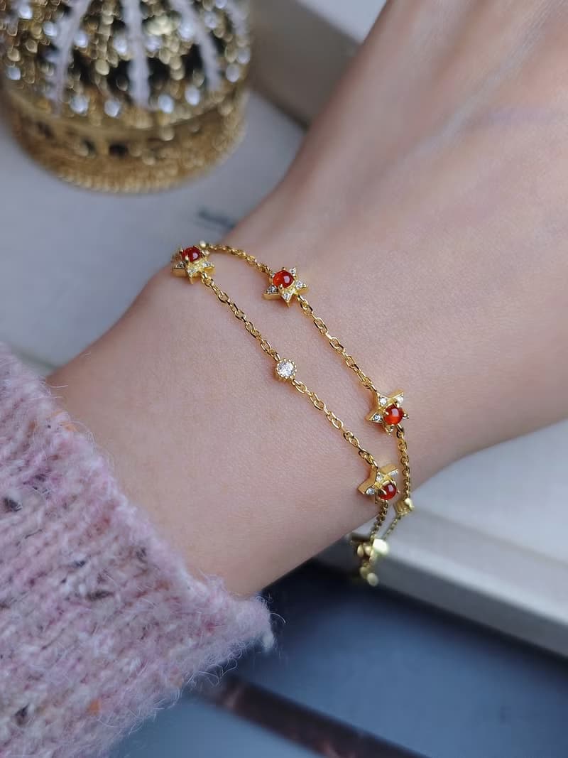 鴻運•姻緣•制太歲|無燒冰玻放光紅|緬甸A貨翡翠純銀多顆星星手