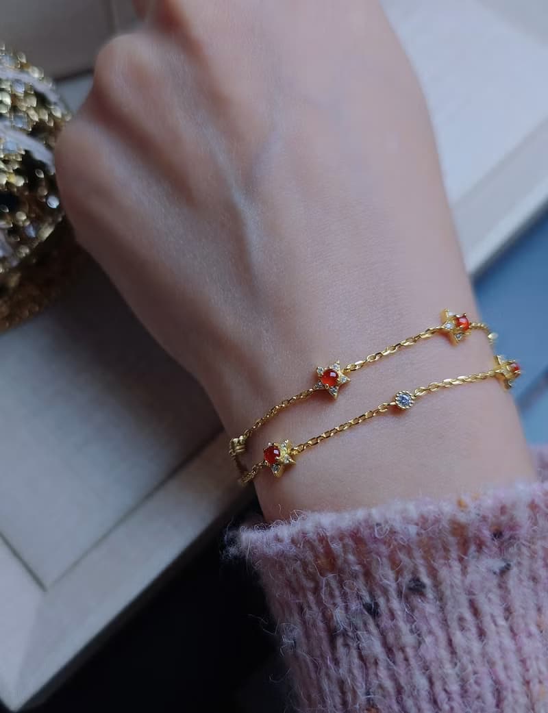 鴻運•姻緣•制太歲|無燒冰玻放光紅|緬甸A貨翡翠純銀多顆星星手