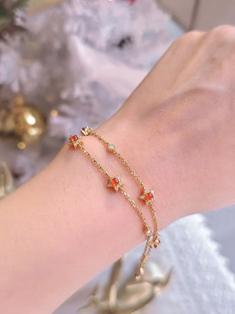 鴻運•姻緣•制太歲|無燒冰玻放光紅|緬甸A貨翡翠純銀多顆星星手