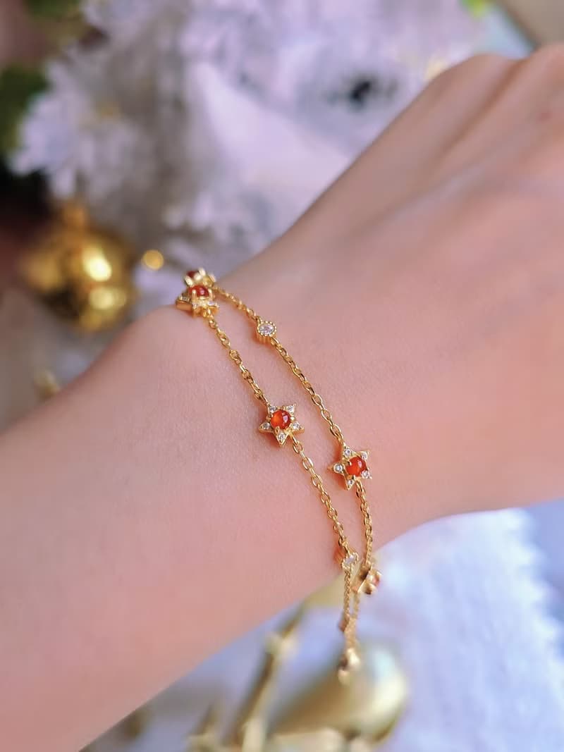 鴻運•姻緣•制太歲|無燒冰玻放光紅|緬甸A貨翡翠純銀多顆星星手