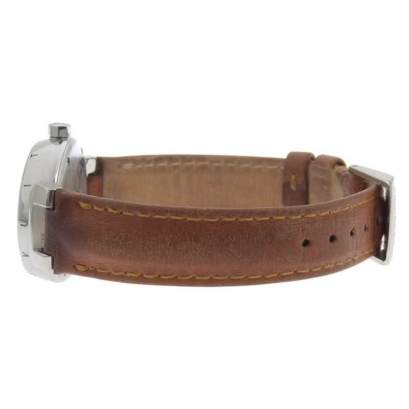 【日本直送】ルイ・ヴィトン LOUIS VUITTON タンブール 腕時計 Q121C SS×レザー クオーツ アナログ表示 ホワイト文字盤 レディース【中古】