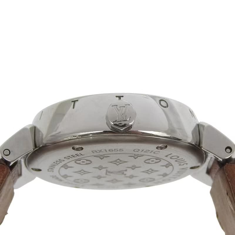 【日本直送】ルイ・ヴィトン LOUIS VUITTON タンブール 腕時計 Q121C SS×レザー クオーツ アナログ表示 ホワイト文字盤 レディース【中古】