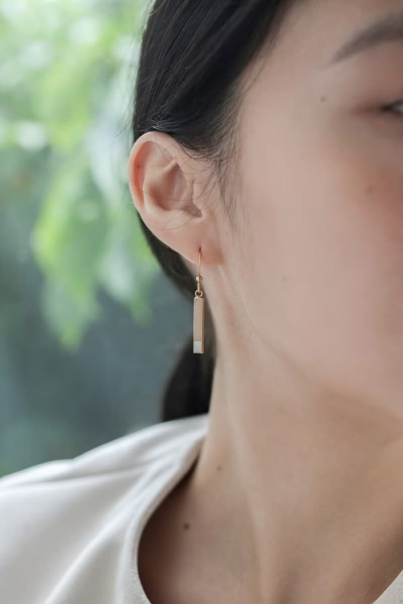 仙女棒 奶茶 灰藍 不對稱 夾式耳環 幾何設計 垂墜耳環