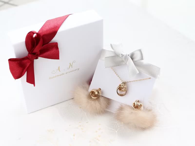 Happy bag-14kgf-petit chain pierced earrings/can change to clip-on necklace set