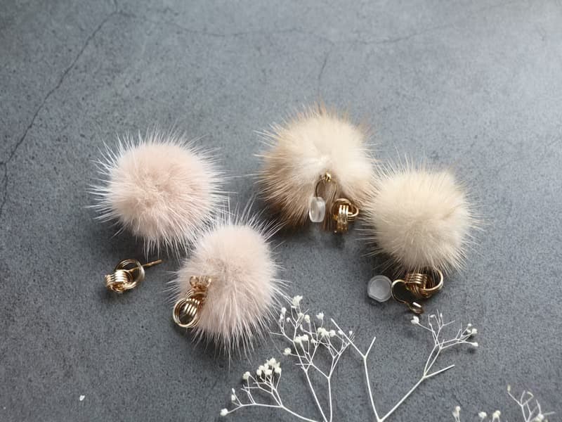 Happy bag-14kgf-petit chain pierced earrings/can change to clip-on necklace set