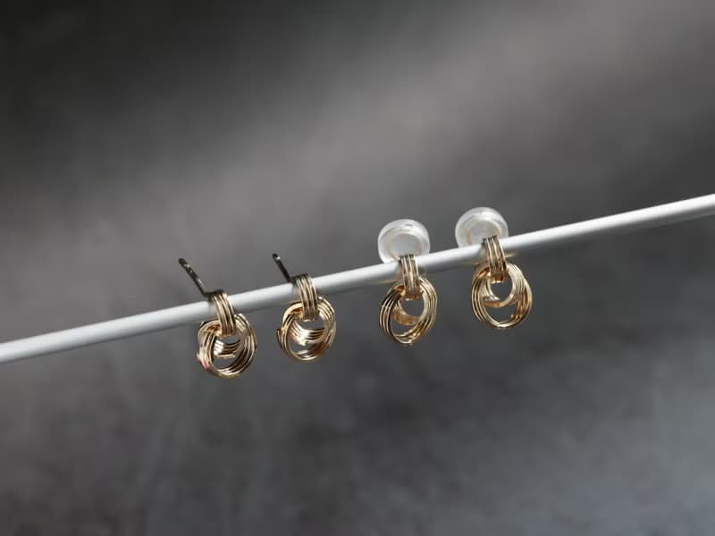 Happy bag-14kgf-petit chain pierced earrings/can change to clip-on necklace set