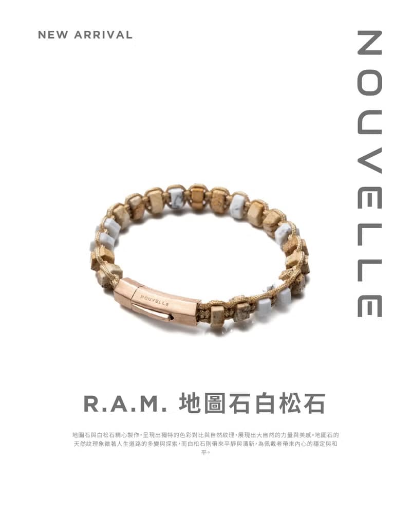 【Nouvelle】R.A.M. | 白松石。地圖石手鏈