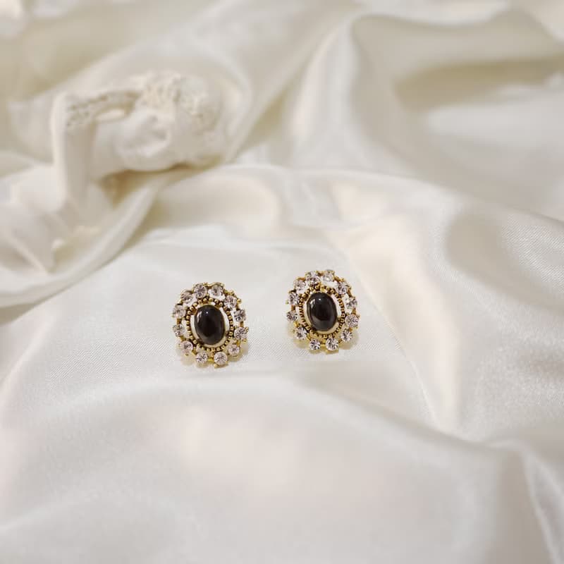 歐系復古黑瑪瑙耳飾