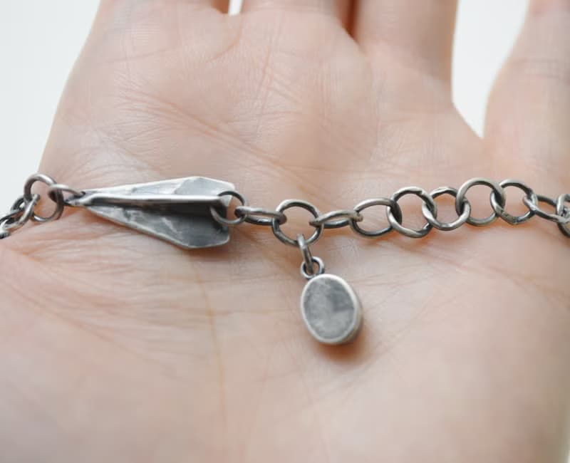 紙飛機系列-海水藍寶‧硫化純銀手鍊