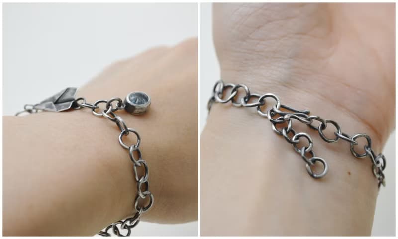 紙飛機系列-海水藍寶‧硫化純銀手鍊