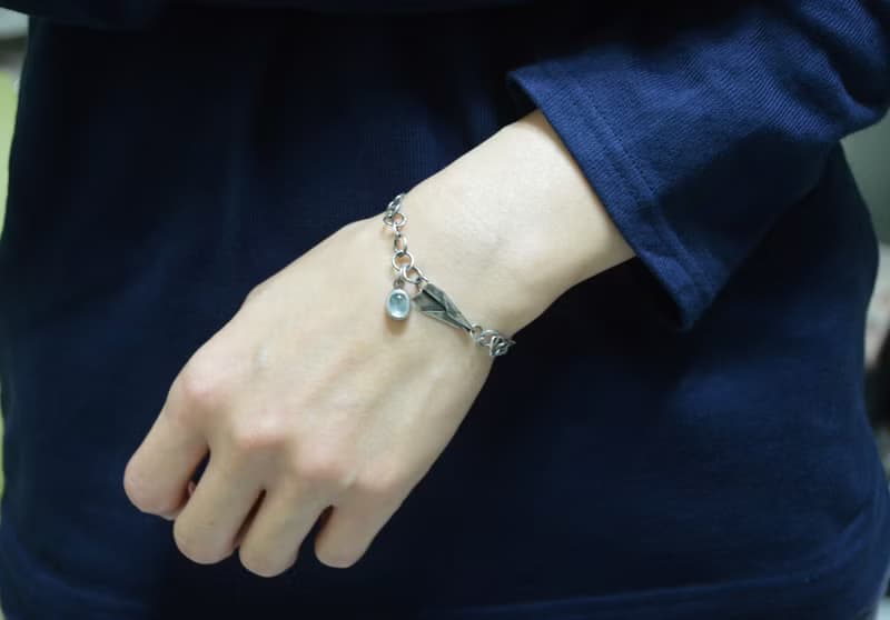 紙飛機系列-海水藍寶‧硫化純銀手鍊