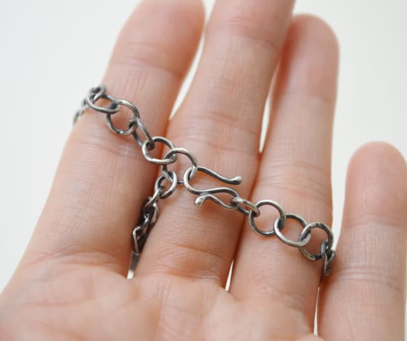 紙飛機系列-海水藍寶‧硫化純銀手鍊