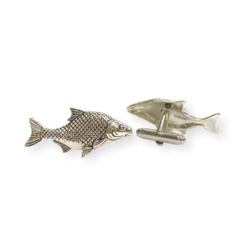 Victorian Style Fish Cufflinks 925 Sterling Silver Mens Fathers Day Gift