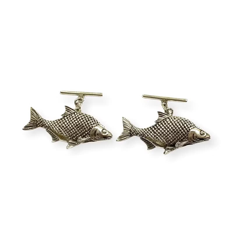 Victorian Style Fish Cufflinks 925 Sterling Silver Mens Fathers Day Gift