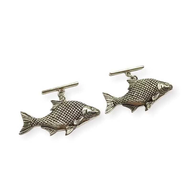Victorian Style Fish Cufflinks 925 Sterling Silver Mens Fathers Day Gift