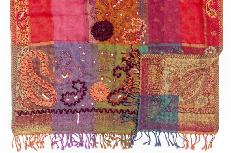 喀什米爾Cashmere/水煮羊毛披肩/針織圍巾/刺繡圍巾/羊絨披巾-花
