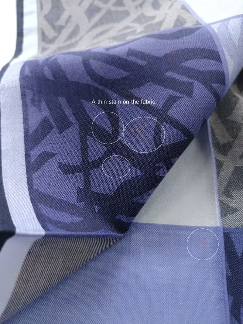 Yves Saint Laurent Vintage Handkerchief Bluish Purple Monogram 18 x 18 inches.