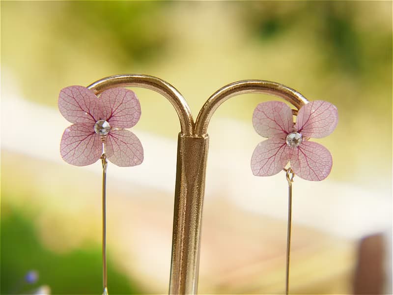原創 | 紫之花漾 日本繡球永生花紫水晶吊墜925純銀耳釘耳夾