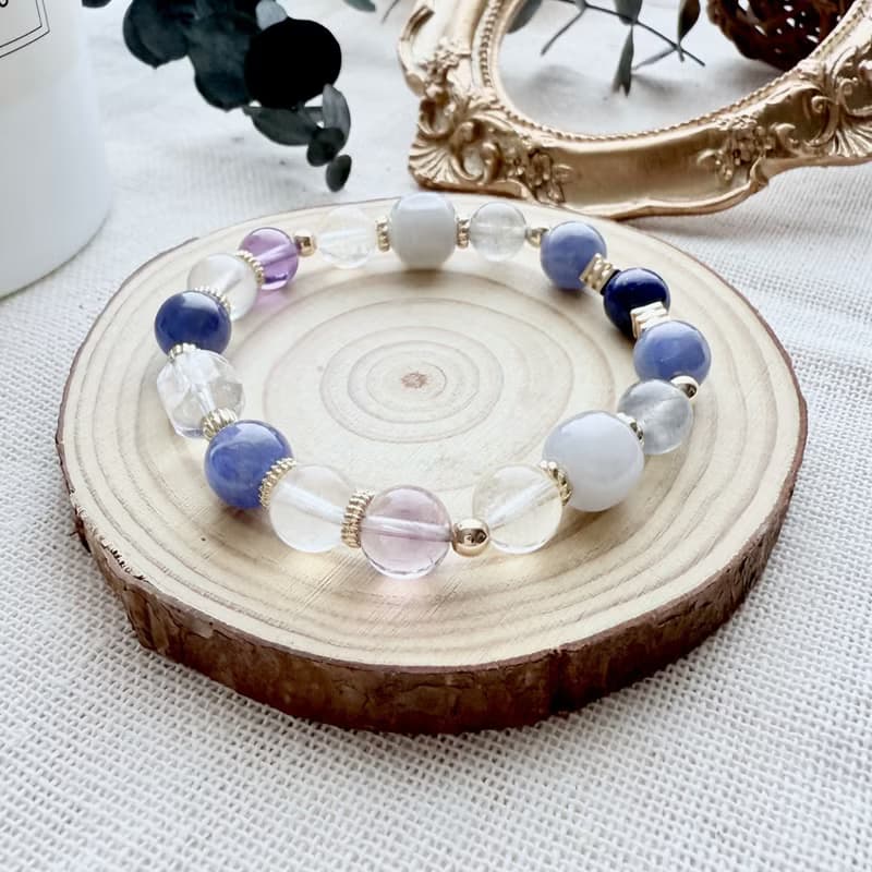 艾克索澤星之眼手鍊・白水晶、坦桑石、煙紫和田玉、灰月光、青金