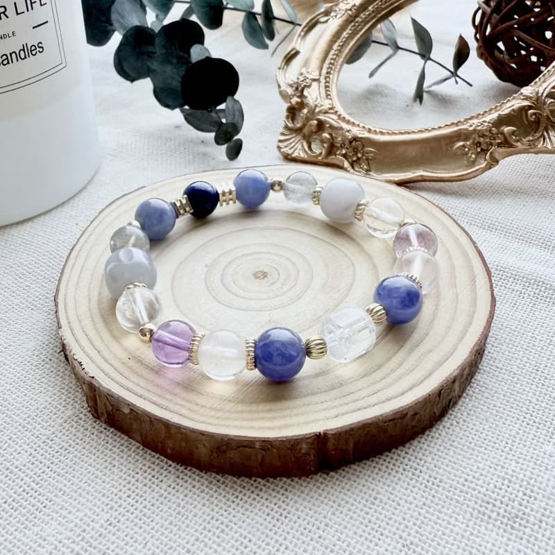 艾克索澤星之眼手鍊・白水晶、坦桑石、煙紫和田玉、灰月光、青金