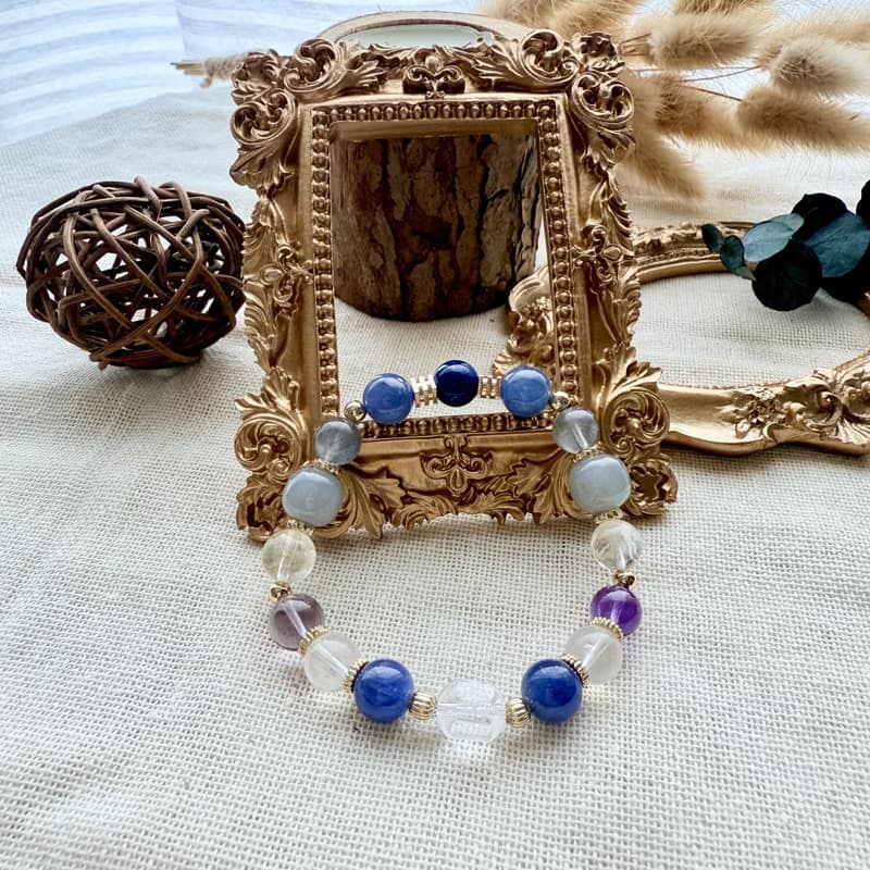 艾克索澤星之眼手鍊・白水晶、坦桑石、煙紫和田玉、灰月光、青金