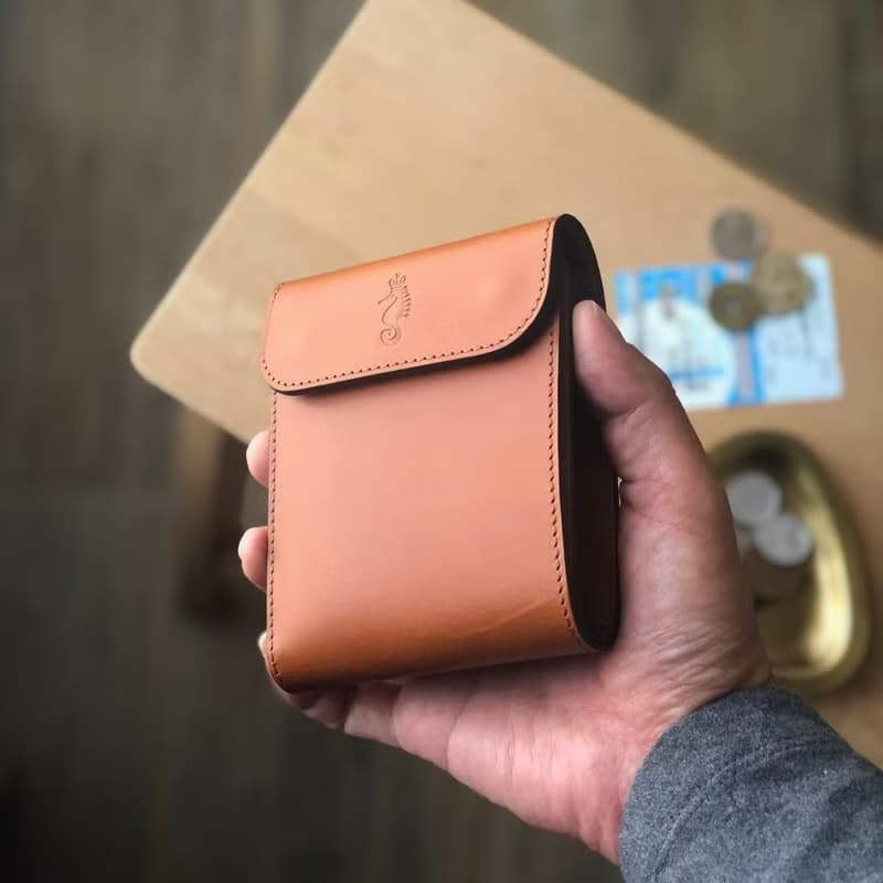 日本製【Takumicsタクミクス】短夾 附零錢袋 銀包 義大利植鞣革