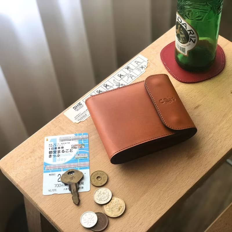 日本製【Takumicsタクミクス】短夾 附零錢袋 銀包 義大利植鞣革