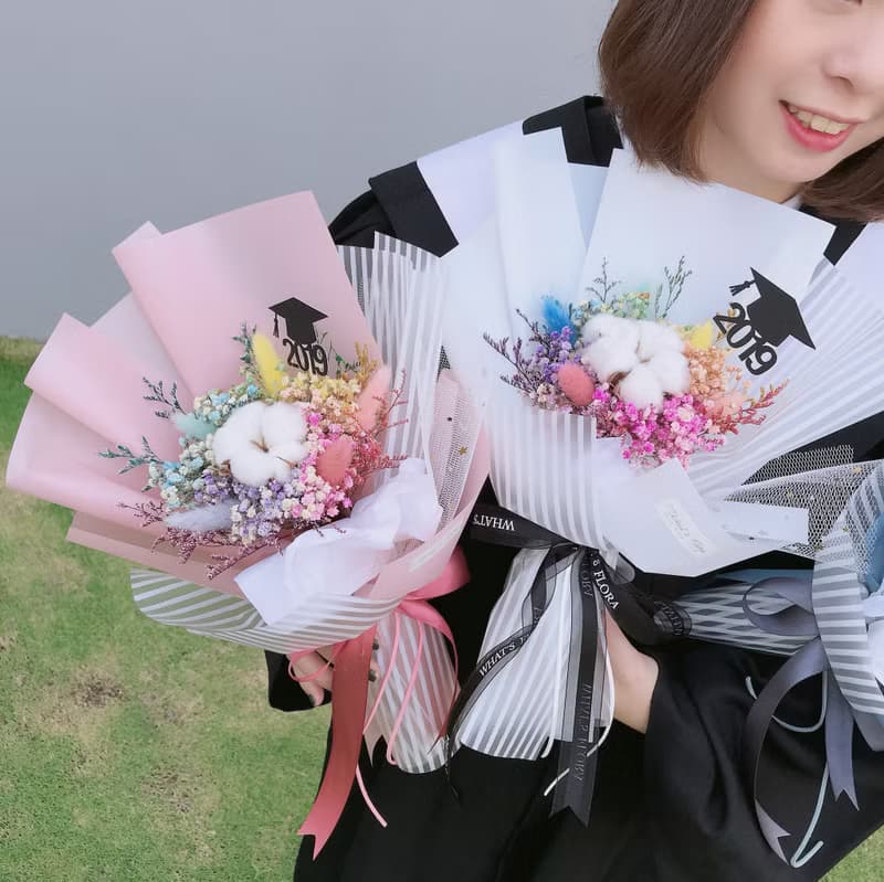 畢業花束 \彩虹滿天星\棉花花束 乾燥花束 畢業快樂