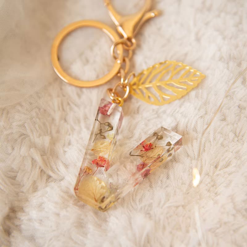 含禮盒【清透】紅色 永生花 乾燥花 字母鑰匙圈 / 母親節禮物